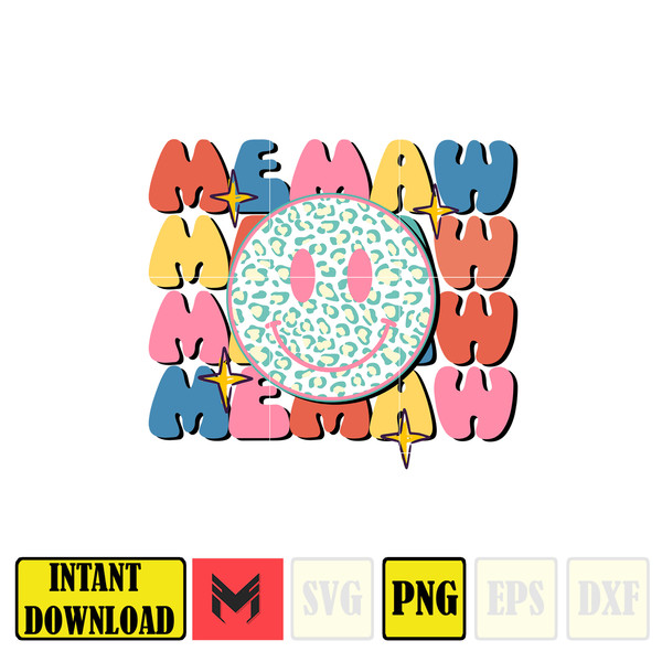 Memaw Png, Retro Mother's Day Png, Drippin Face Leopard Png, Mom Life Wrap, Instant Download.jpg