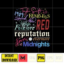 Taylor Swift Midnights, Reputation,1989, Fearless, Lover, Folklore, Evermore, Speak Now,Red Taylor's Version Png