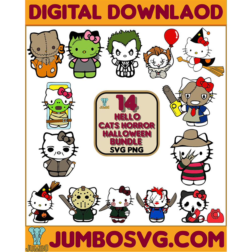 14 Hello Cats Horror Halloween Svg Bundle 0