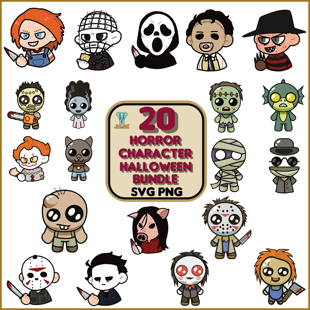 20 Horror Character Halloween Svg Bundle 0