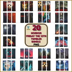20 horror friday the 13th tumbler png bundle