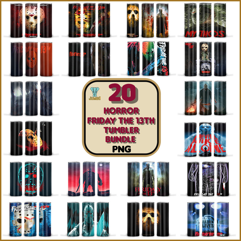 20 Horror Friday The 13th Tumbler Png Bundle 0