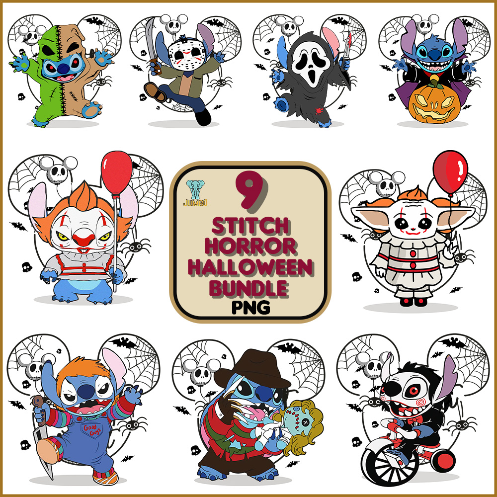 Stitch Horror Halloween Png Bundle 0