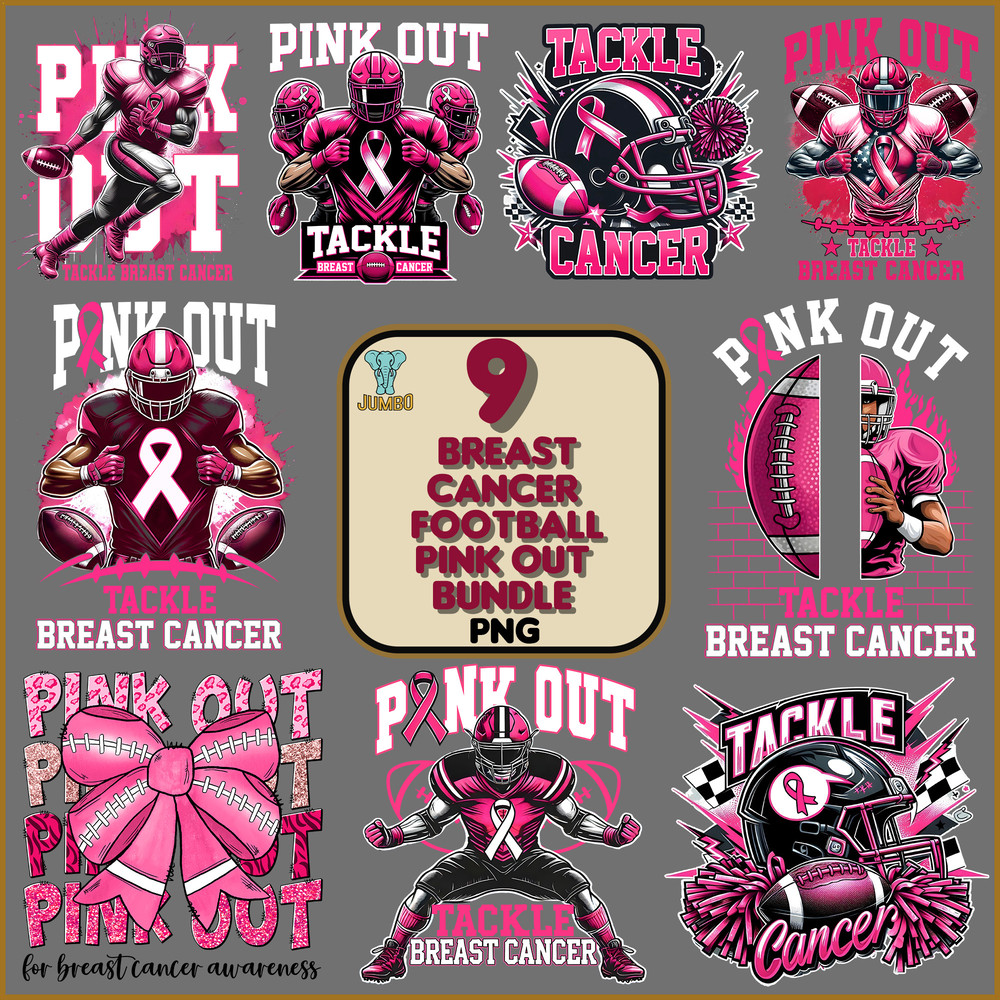Breast Cancer Football Pink Out Png Bundle 2 0
