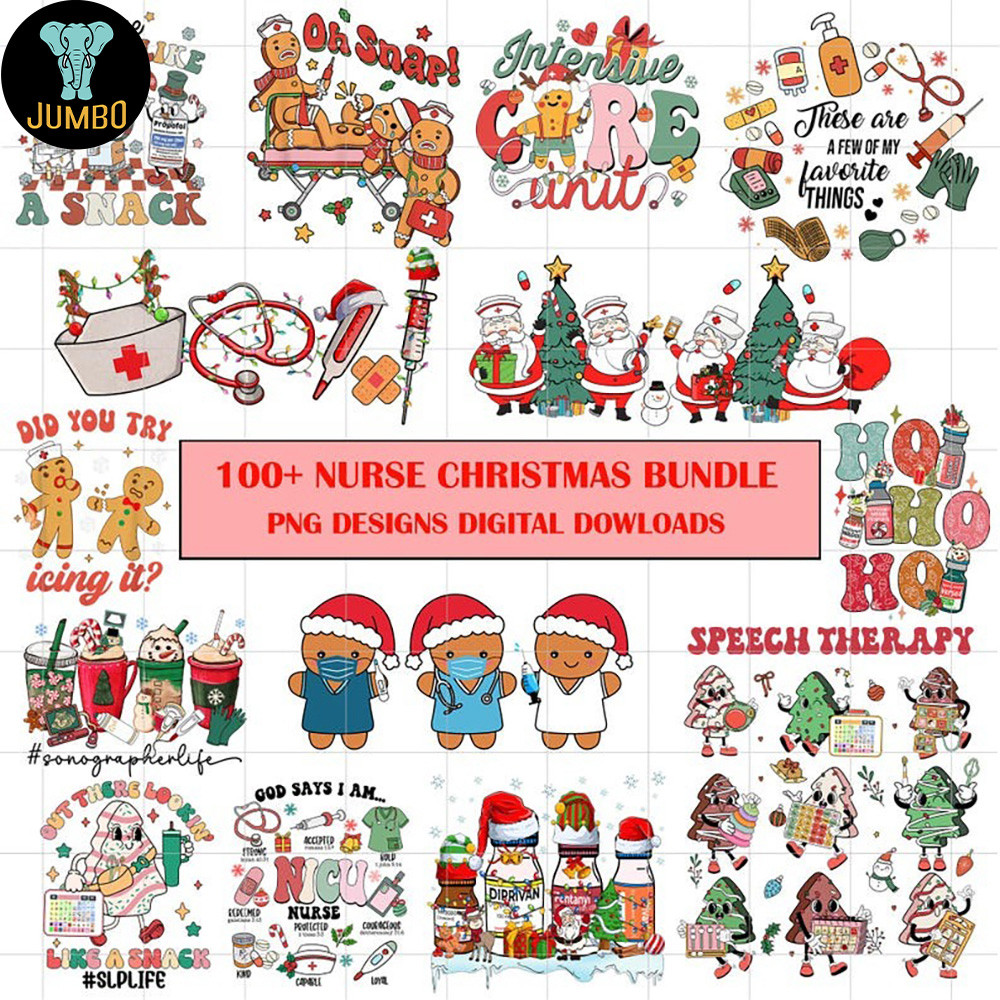 Designs Nurse Christmas Bundle Png 0