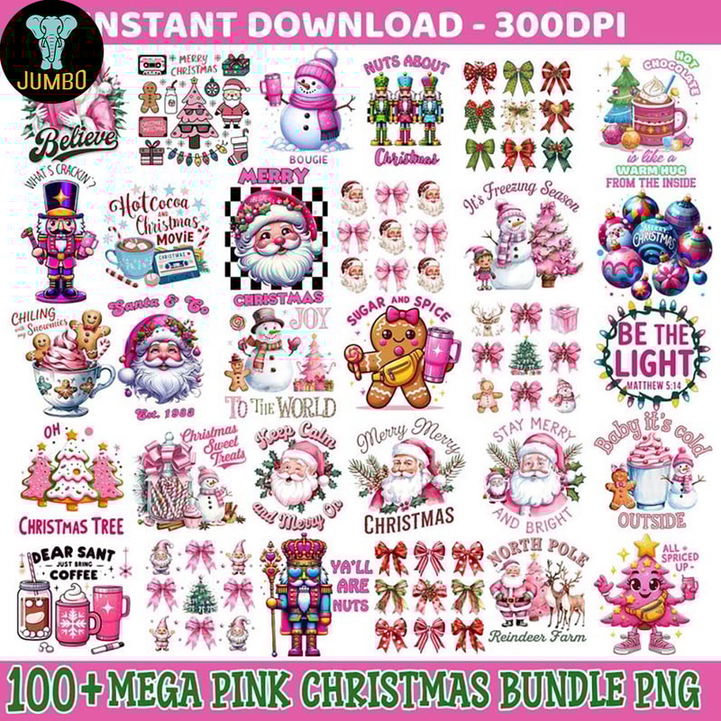 Pink Christmas Bundle Png 1