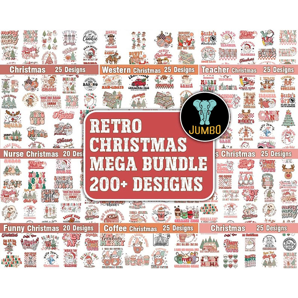 Retro Christmas SVG PNG Bundle 0