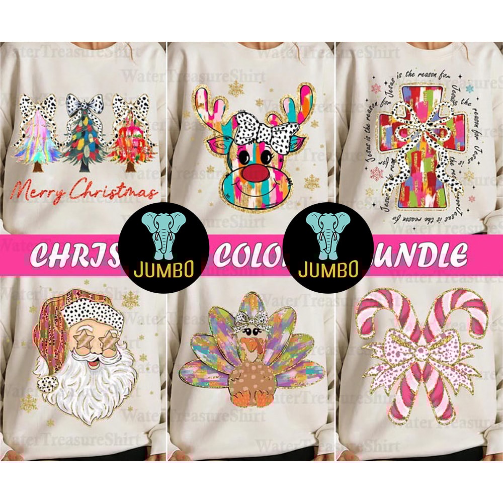 Glitter Colorful Pink Christmas Bundle Png 0