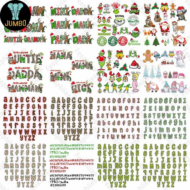 Christmas Alpha Doodle Png Bundle 2
