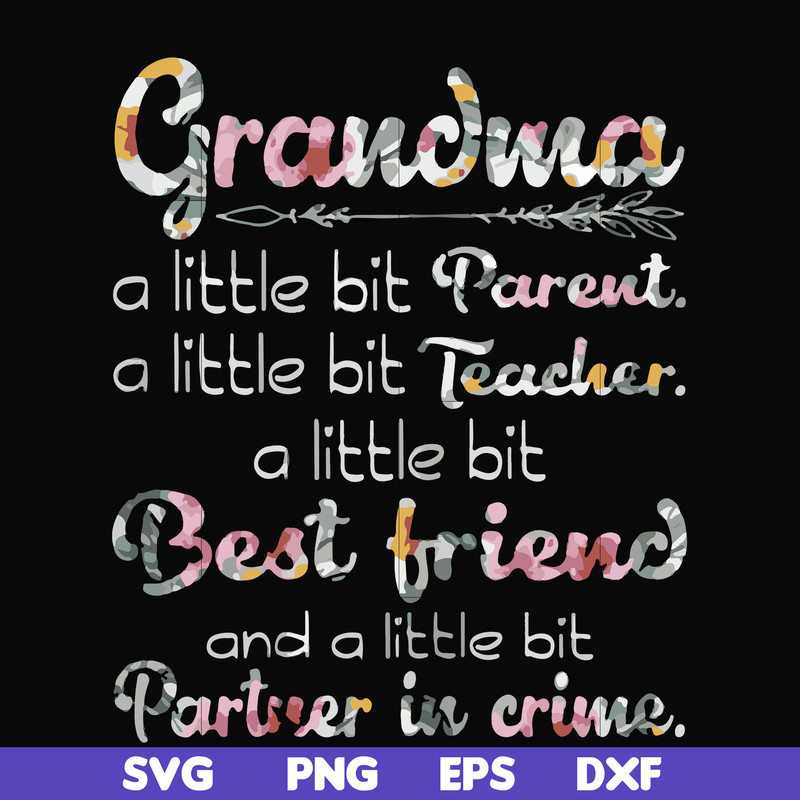 FN000460-Grandma a little bit Parent a little bit teacher a little bit best friend and a little bit partner in crime svg, png, dxf, eps file FN000460.jpg