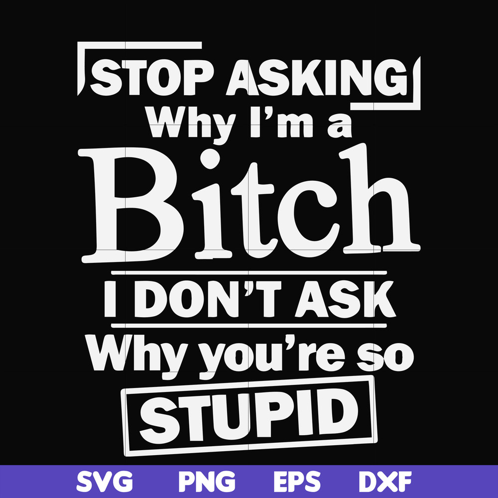 FN000463-Stop asking why I'm a bitch I don't ask why you're so stupid svg, png, dxf, eps file FN000463.jpg