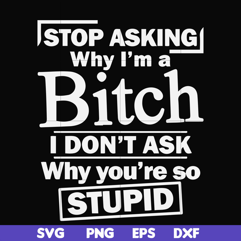 FN000463-Stop asking why I'm a bitch I don't ask why you're so stupid svg, png, dxf, eps file FN000463.jpg