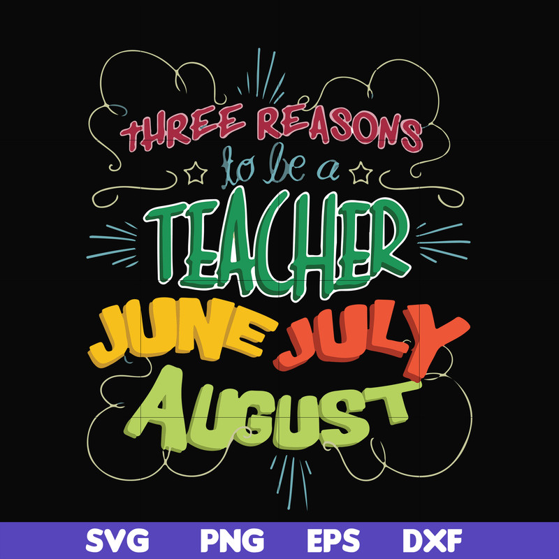 FN000734-Three reasons to be a teacher June July August svg, png, dxf, eps file FN000734.jpg