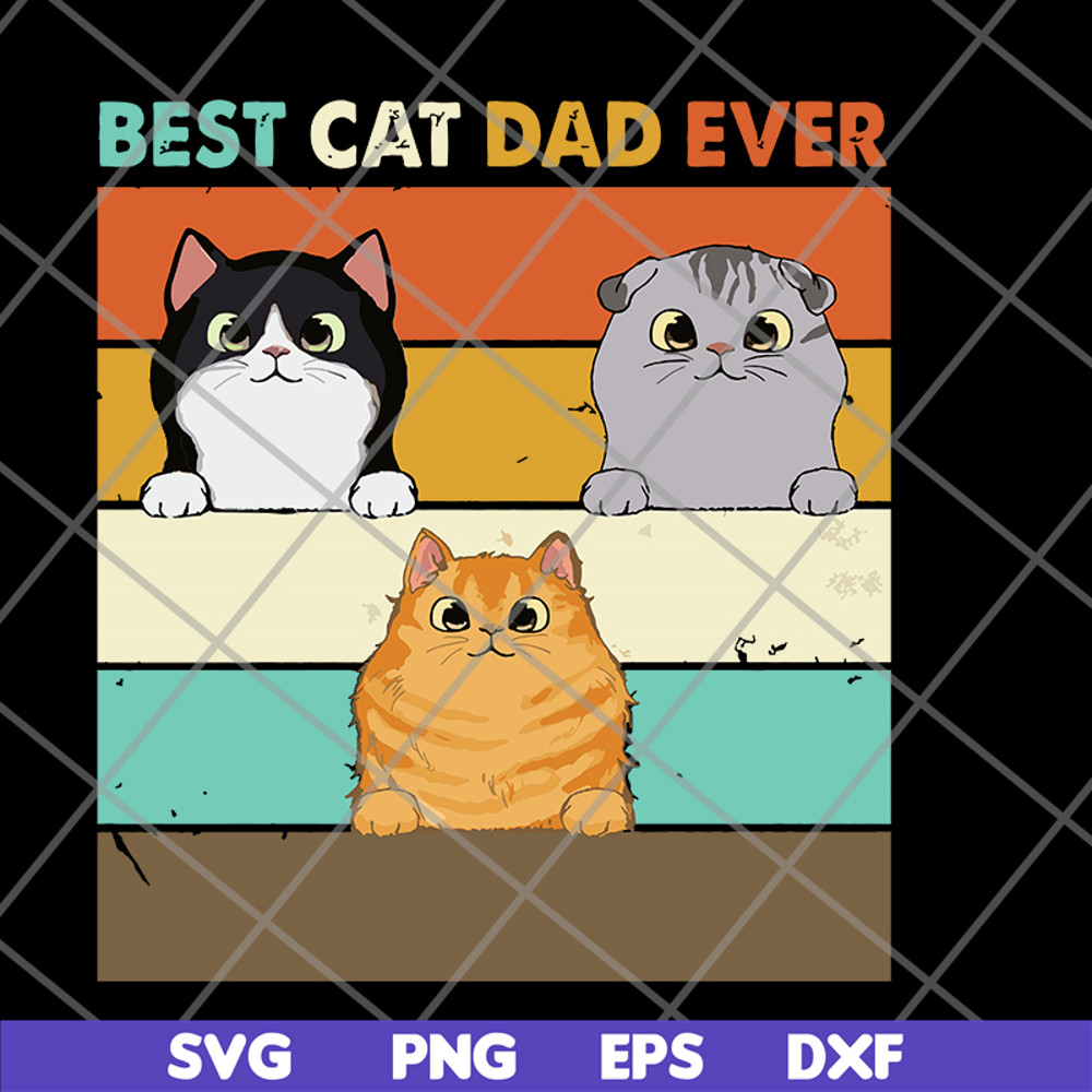 FTD10062110-Fluffy Cat Best Cat Dad Retro svg, png, dxf, eps digital file FTD10062110.jpg