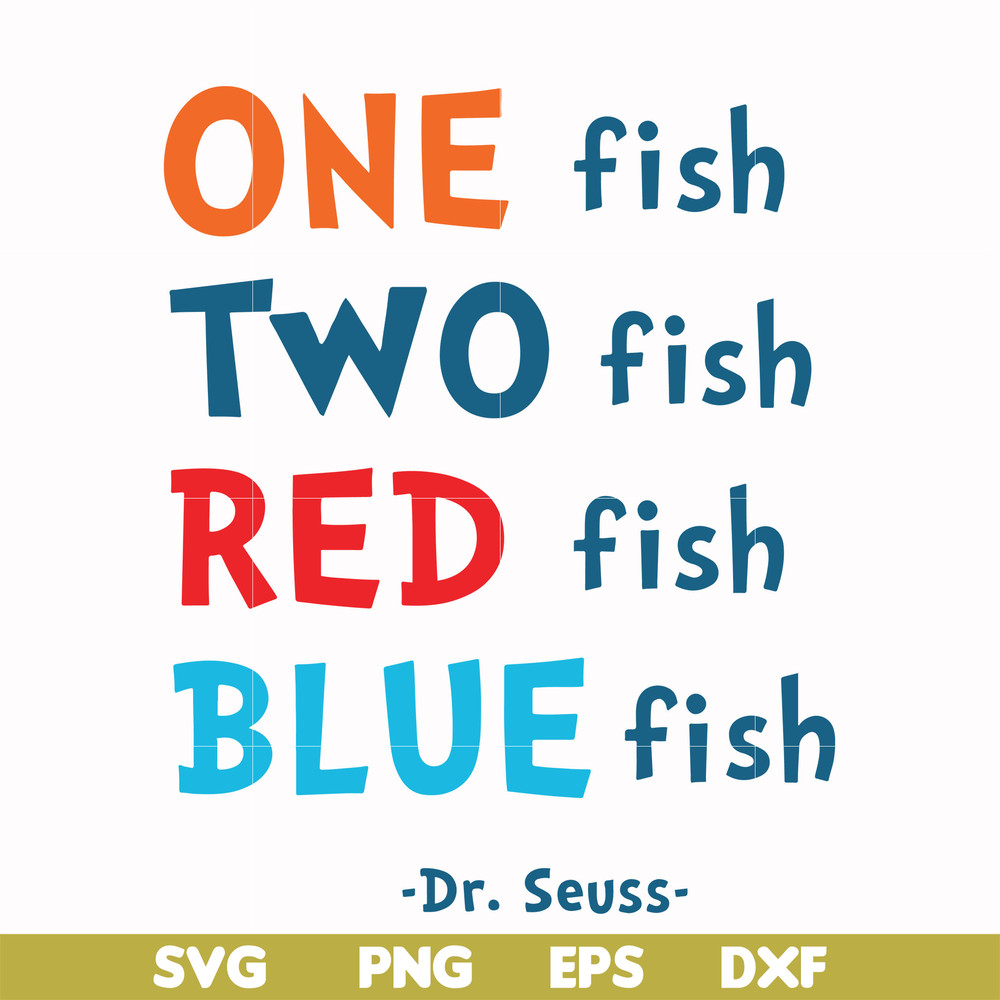 DR00089-One fish two fish red fish blue fish svg, png, dxf, eps file DR00089.jpg