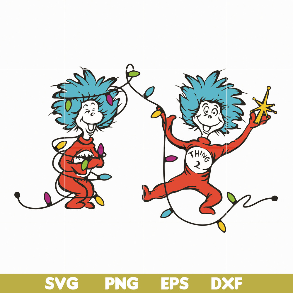 DR05012121-Dr seuss Christmas Thing Lights, Thing 1 Thing 2 svg, dr svg, png, dxf, eps file DR05012121.jpg