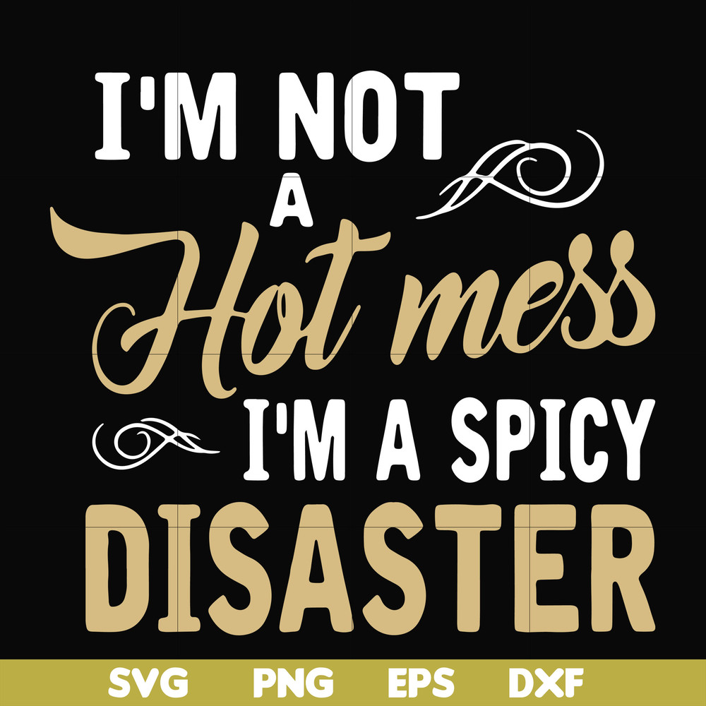 FN00080-I'm not a hot mess I'm a spicy disaster svg, png, dxf, eps file FN00080.jpg