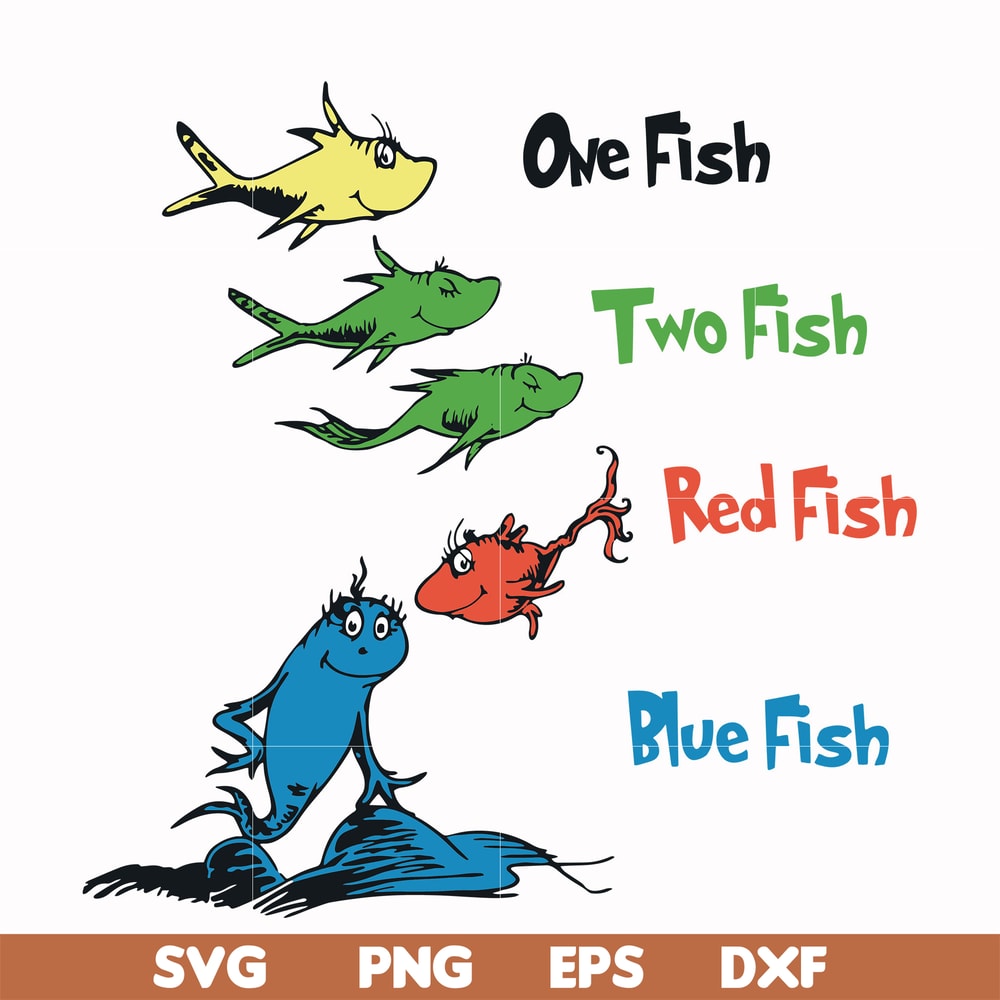 DR000105-One fish two fish red fish blue fish svg, png, dxf, eps file DR000105.jpg
