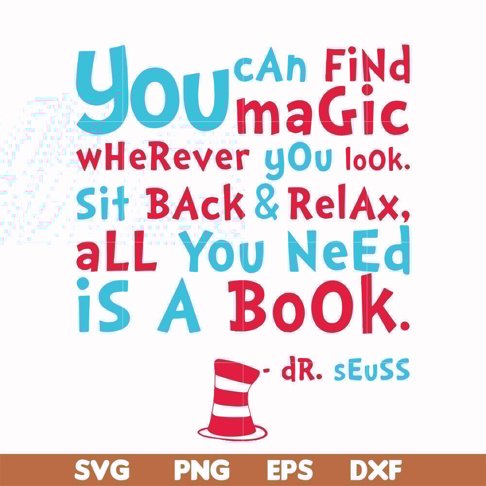 DR00019-You can find magic wherever you look sit back & relax all you need is a book svg, png, dxf, eps file DR00019.jpg