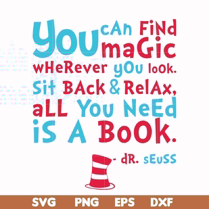 DR00019-You can find magic wherever you look sit back & relax all you need is a book svg, png, dxf, eps file DR00019.jpg