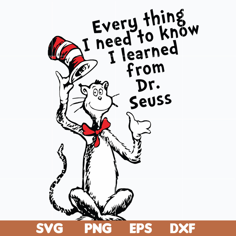 DR0601217-Everything I need to know I learned from dr seuss svg, png, dxf, eps digital file DR0601217.jpg