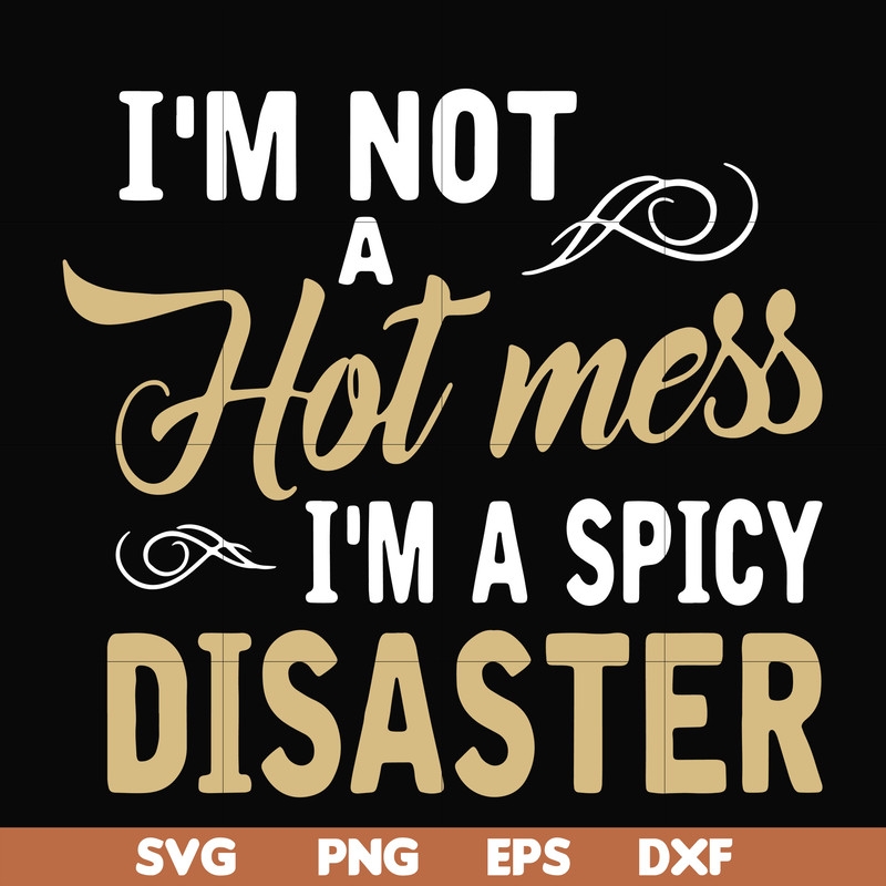 FN00080-I'm not a hot mess I'm a spicy disaster svg, png, dxf, eps file FN00080.jpg