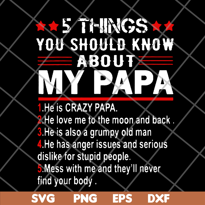 FTD09062113- Great 5 things you should know about my papa Father Day svg, png, dxf, eps digital file FTD09062113.jpg
