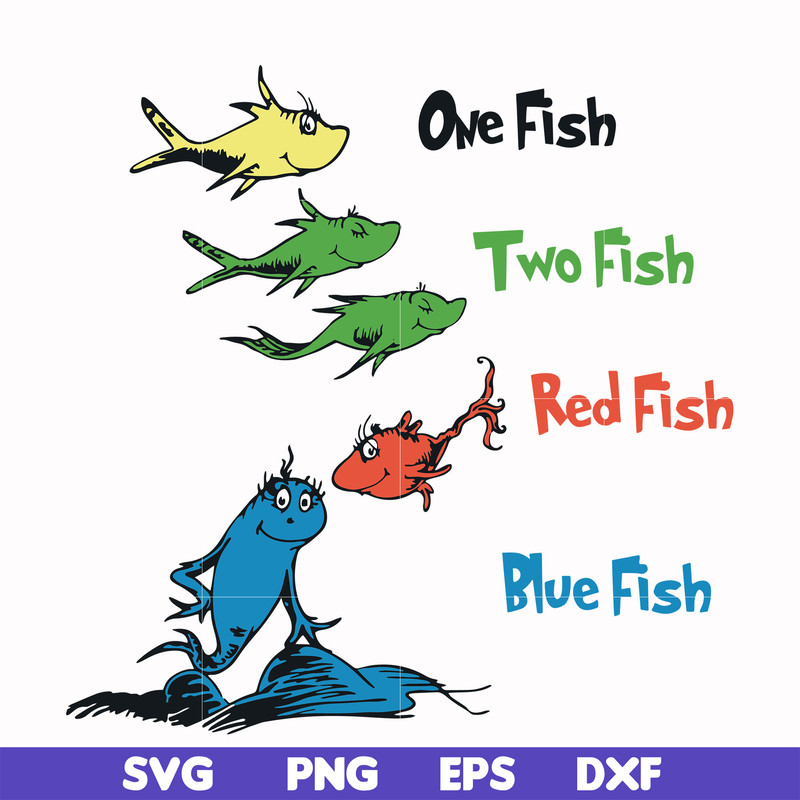 DR000105-One fish two fish red fish blue fish svg, png, dxf, eps file DR000105.jpg