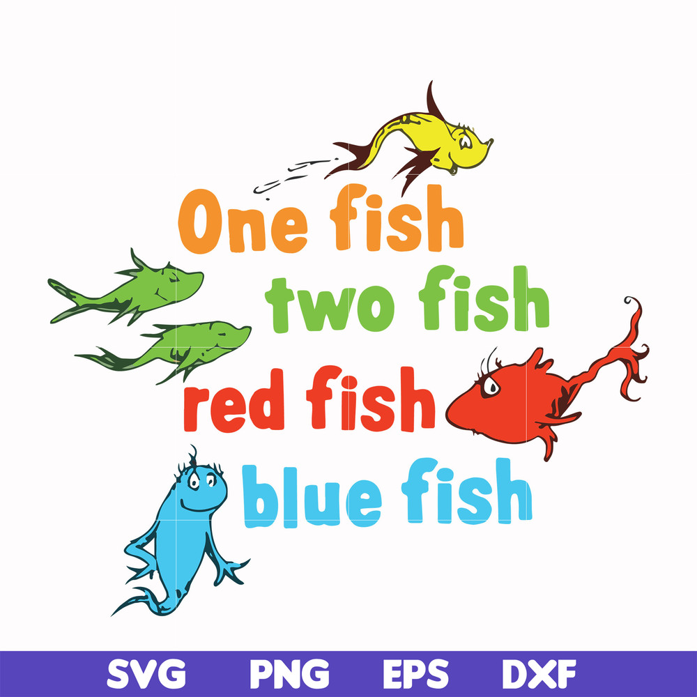 DR0002-One fish two fish red fish blue fish svg, png, dxf, eps file DR0002.jpg