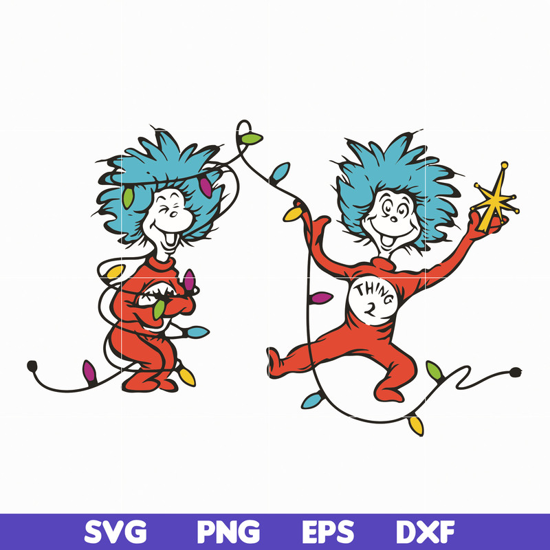 DR05012121-Dr seuss Christmas Thing Lights, Thing 1 Thing 2 svg, dr svg, png, dxf, eps file DR05012121.jpg
