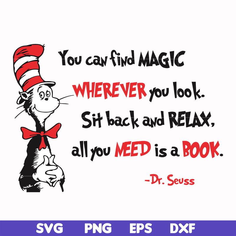 DR00050-You can find magic wherever you look sit back and relax all you need is a book svg, png, dxf, eps file DR00050.jpg