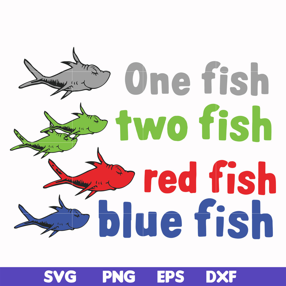 DR00078-One fish two fish red fish blue fish svg, png, dxf, eps file DR00078.jpg