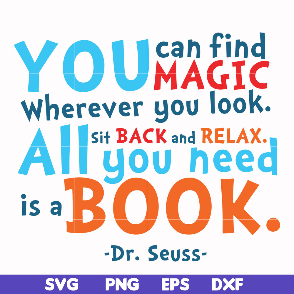DR00097-You can find magic wherever you look all you need sit back and relax all you need is a book svg, png, dxf, eps file DR00097.jpg
