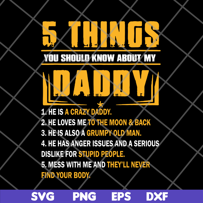 FTD09062116-5 Things You Should Know About My Daddy Father’s Day svg, png, dxf, eps digital file FTD09062116.jpg
