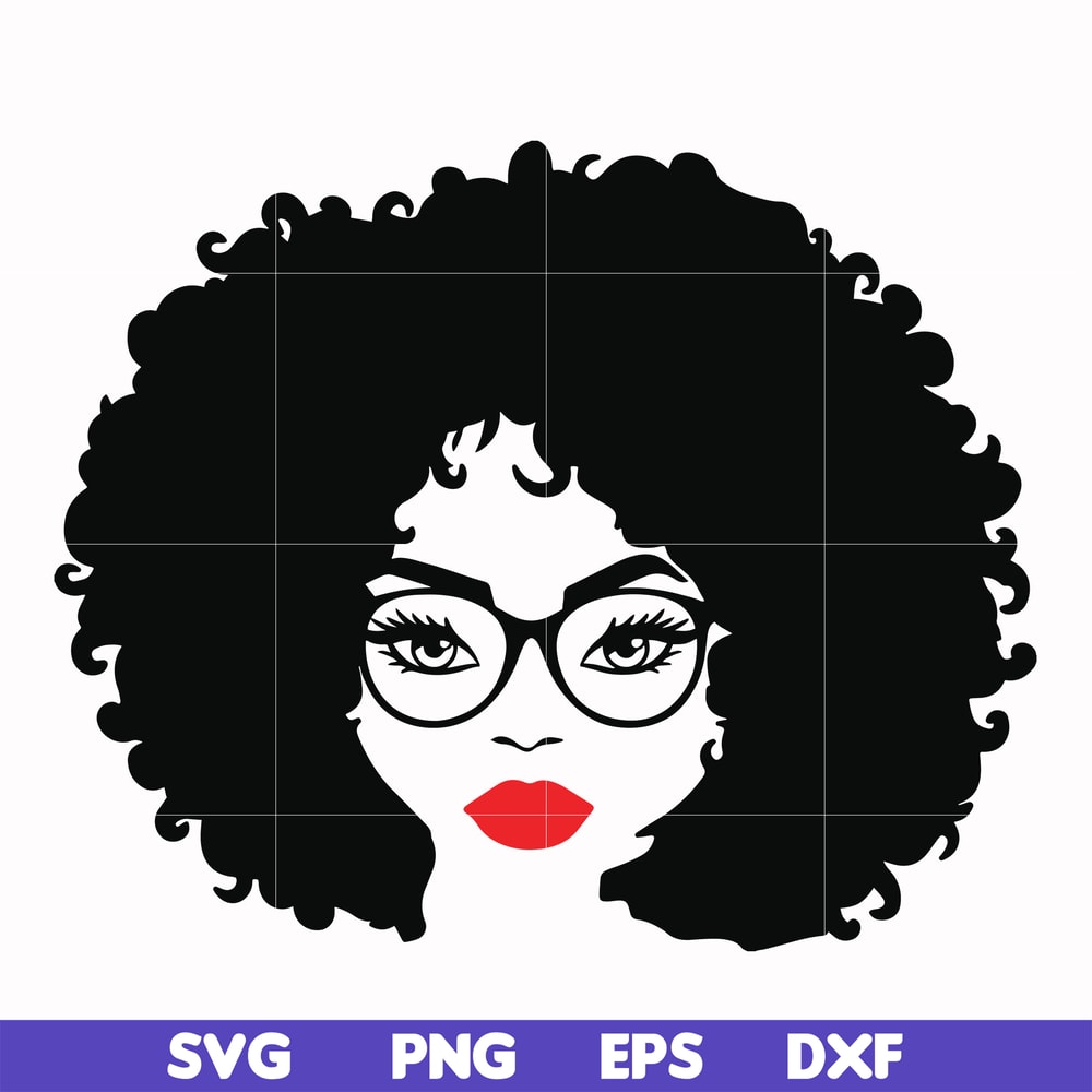 OTH0001-Afro puff svg, woman with glasses svg, png, dxf, eps file OTH0001.jpg
