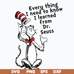 everything i need to know i learned from dr seuss svg, png, dxf, eps digital file dr0601217