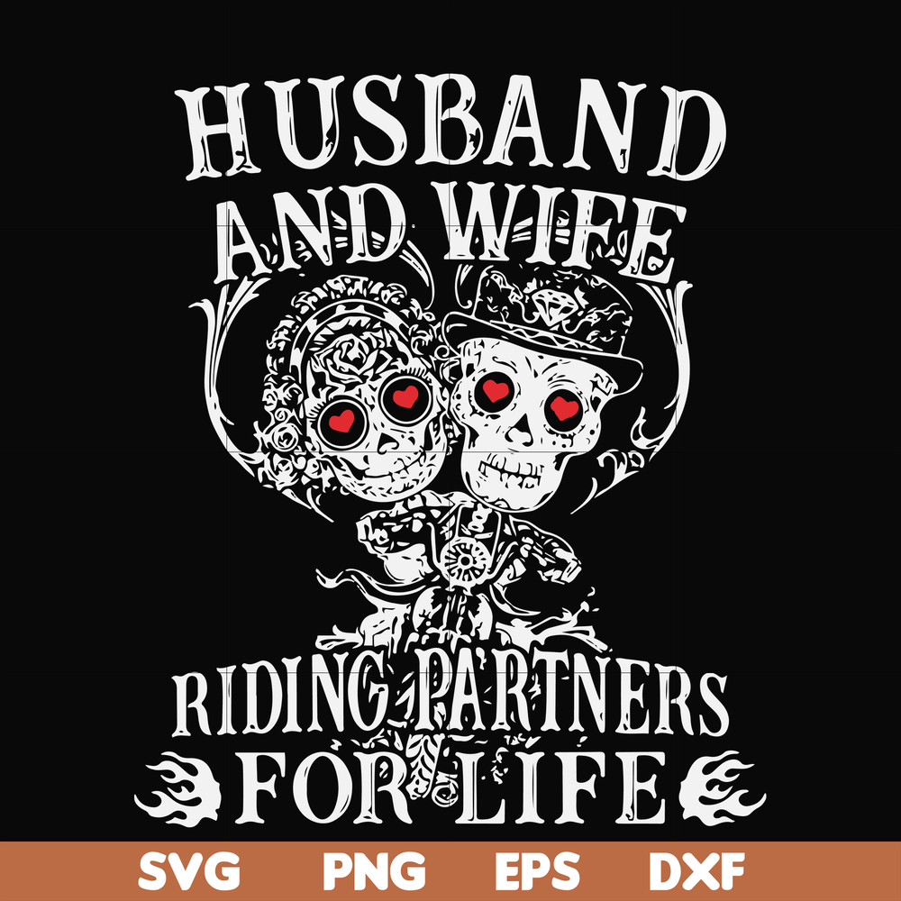 FN000523-Husband and wife riding partners for life svg, png, dxf, eps file FN000523.jpg