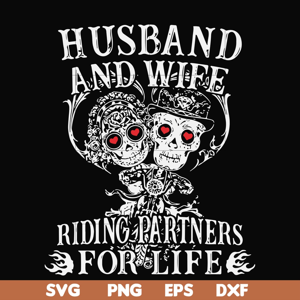 FN000523-Husband and wife riding partners for life svg, png, dxf, eps file FN000523.jpg