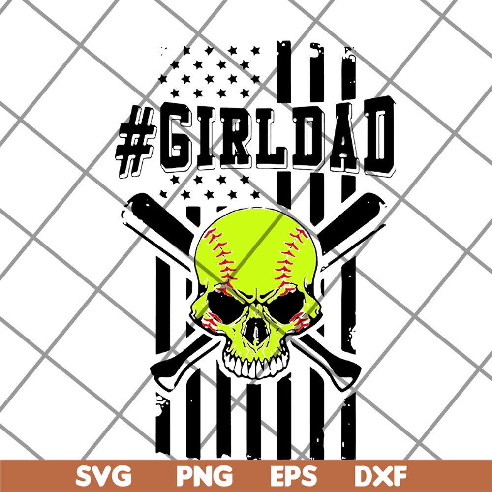 FTD19052103-Skull softball #girldad American flag svg, png, dxf, eps digital file FTD19052103.jpg