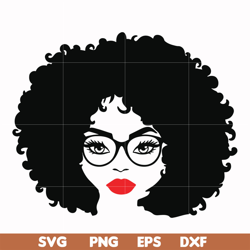 OTH0001-Afro puff svg, woman with glasses svg, png, dxf, eps file OTH0001.jpg