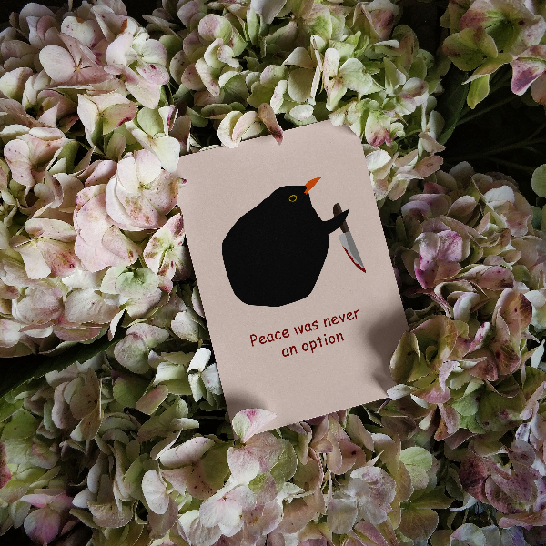 Printable meme Greeting Card funny blackbird with bloody kni - Inspire ...