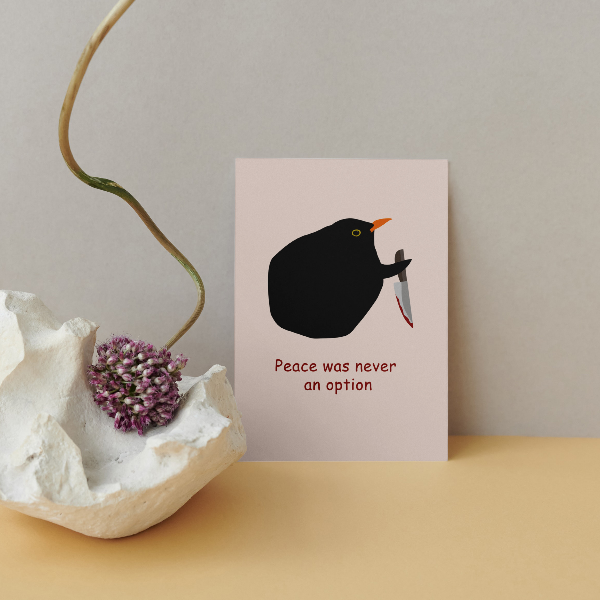 Printable meme Greeting Card funny blackbird with bloody kni - Inspire ...