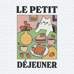 cute le petit dejeuner french cafe cat svg