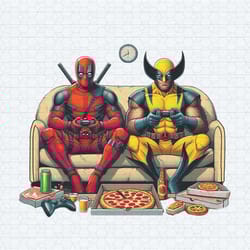 funny deadpool and wolverine playing game png