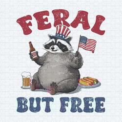 funny raccoon 4th of july feral but free png