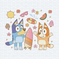 bluey summer surfboard vacation vibe svg