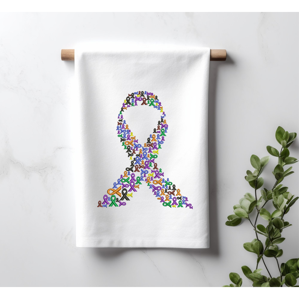 Multi color cancer ribbon towel image.png