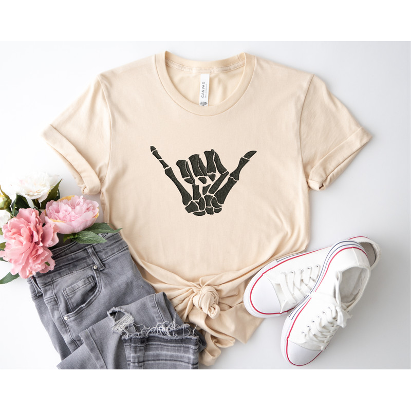 Skeleton Shaka Sign tshirt image.png