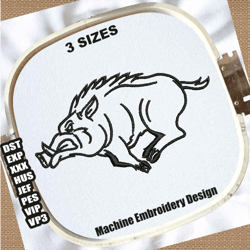 wild boar embroidery design | boar machine embroidery patterns | boar animals embroidery files | animals embroidery file