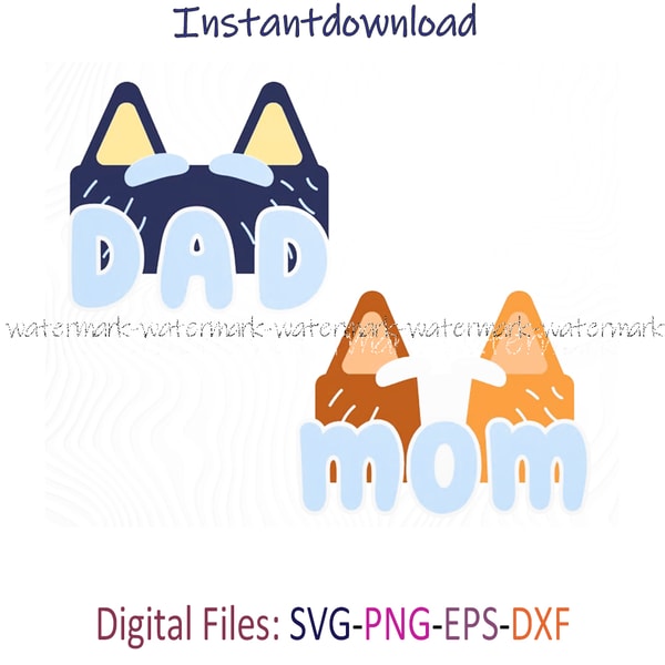 Mom Dad Bluey Bingo, Bluey Dad Png, Bluey Svg File, Bluey Mo | Inspire ...